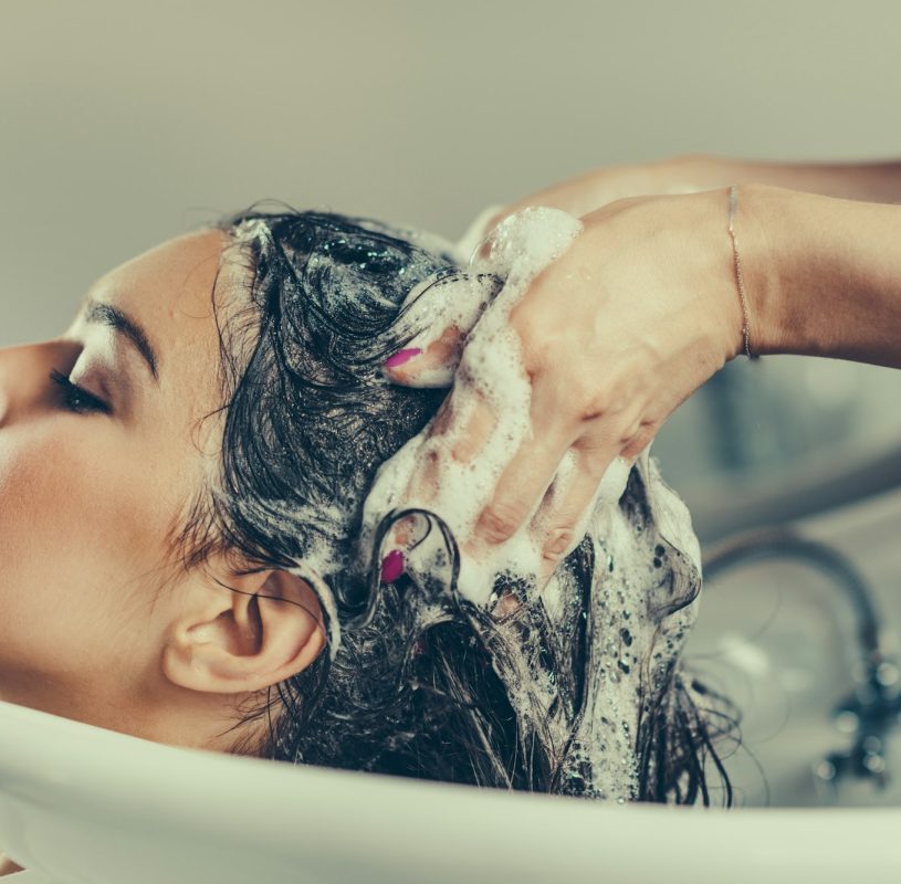 Washing hair in hair salon